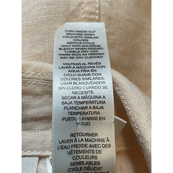 Chico’s 100% Linen Peach Eyelet Lace Zip Up Lightweight Tunic Size 1P Medium Top - Picture 7 of 9